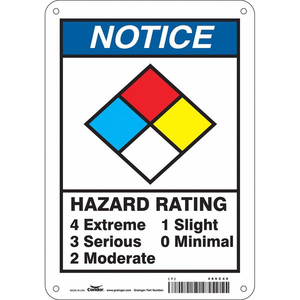Chemical Sign, 10 in Height, 7 in Width, Rectangle