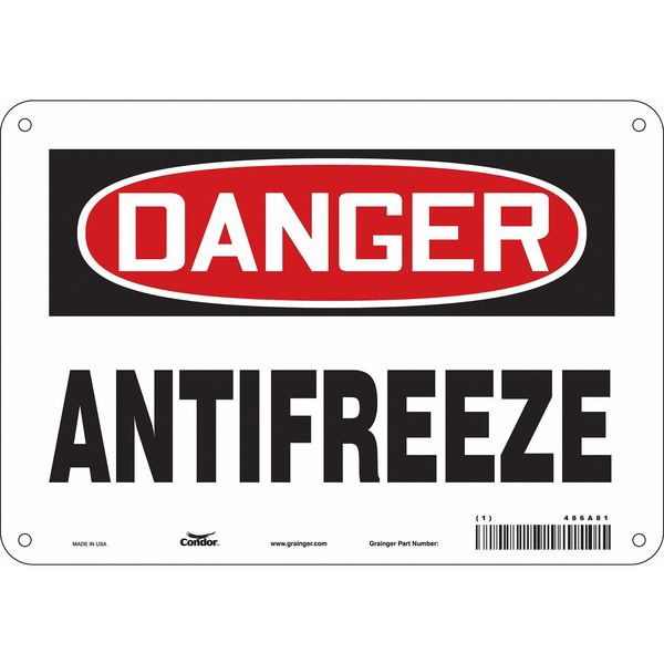 Chemical Sign, 7 in H, 10 in W, Vertical Rectangle, English, 486A81