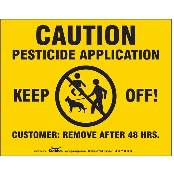 Chemical Sign, 4 in Height, 5 in Width, Plastic, Rectangle, English