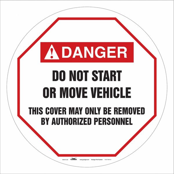 Traffic Sign, 24 in H, 24 in W, Vinyl, Circle, English, 487D53