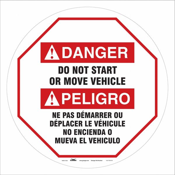 Traffic Sign, 24 in Height, 24 in Width, Vinyl, Circle, English, French, Spanish