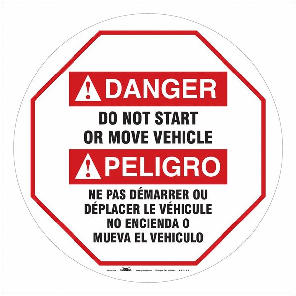 Traffic Sign, 20 in Height, 20 in Width, Vinyl, Circle, English, French, Spanish