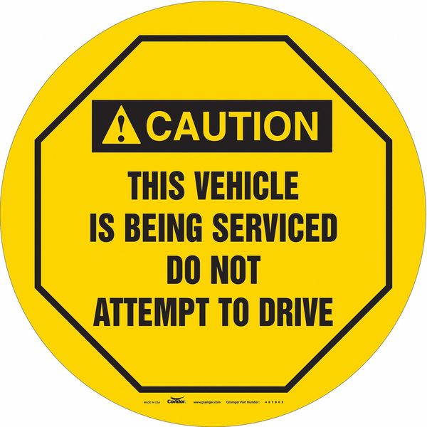 Traffic Sign, 16 in H, 16 in W, Vinyl, Circle, English, 487D62