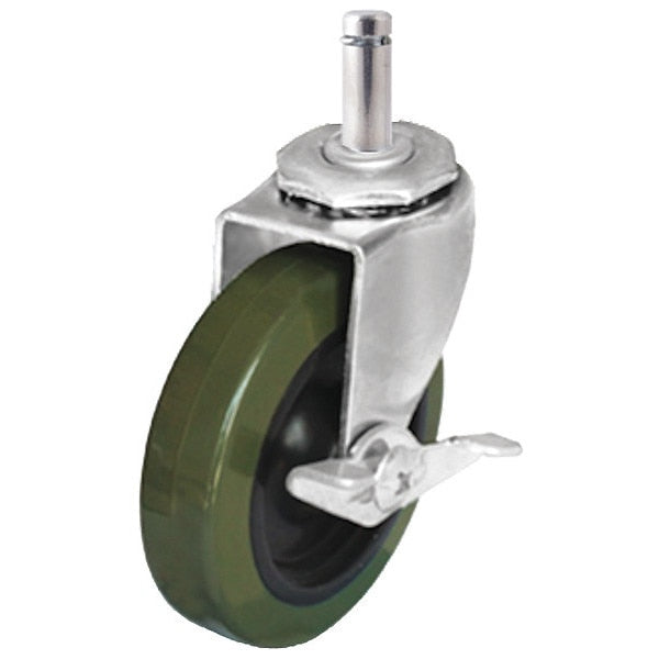 Stem Caster, 130 lb. Load, Gray Wheel