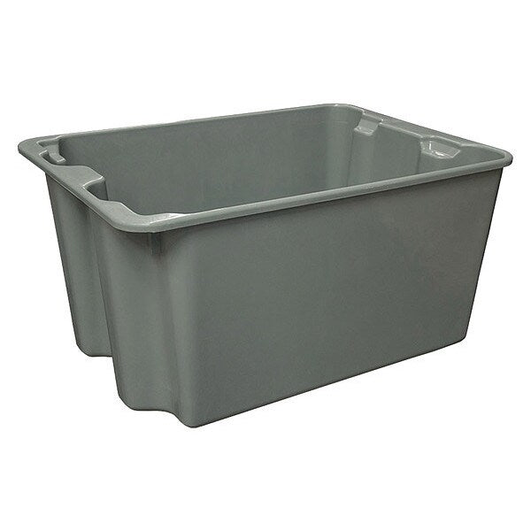 Stack & Nest Container, Gray, Fiberglass Reinforced Composite, 27 1/2 in L, 20 in W, 14 1/8 in H