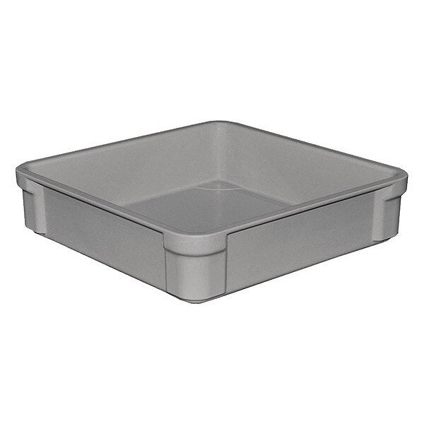 Stacking Container, Gray, Fiberglass Reinforced Composite, 14 3/4 in L, 14 3/4 in W, 3 1/2 in H