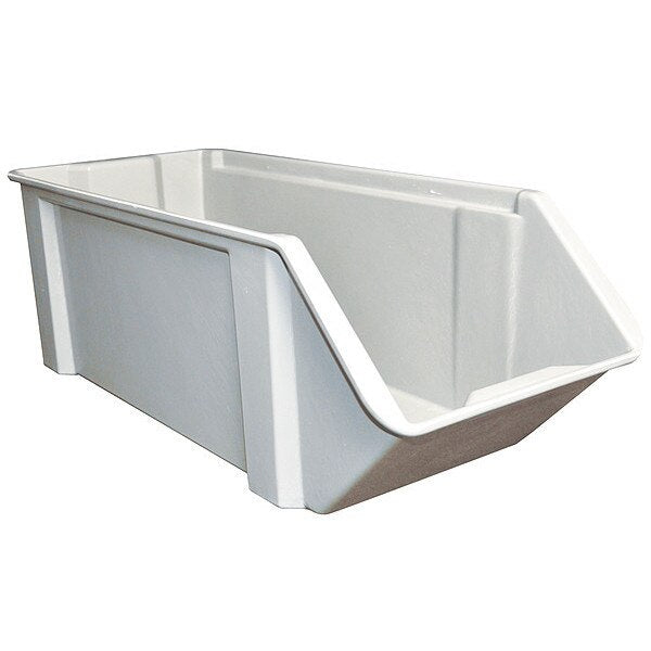 Stackable Storage Bin, Gray, Fiberglass Reinforced Composite, 200 lb Load Capacity