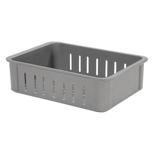 Straight Wall Container, Gray, Fiberglass Reinforced Composite, 23 3/8 in L