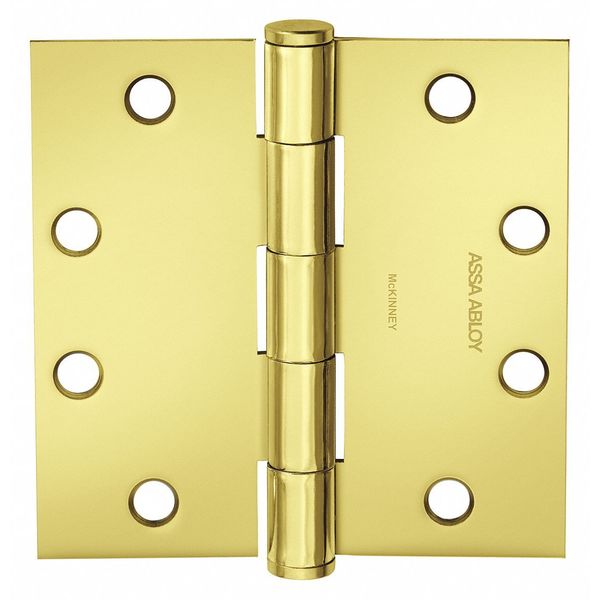 3 1/2 in W x Bright Brass Five Knuckle Hinge