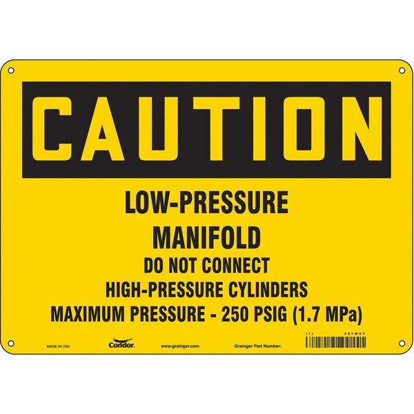 Safety Sign, 10 in Height, 14 in Width, Aluminum, Horizontal Rectangle, English, 487W83