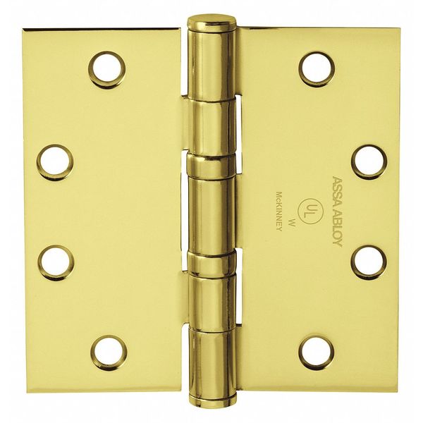 3 1/2 in W x Bright Brass Five Knuckle Hinge