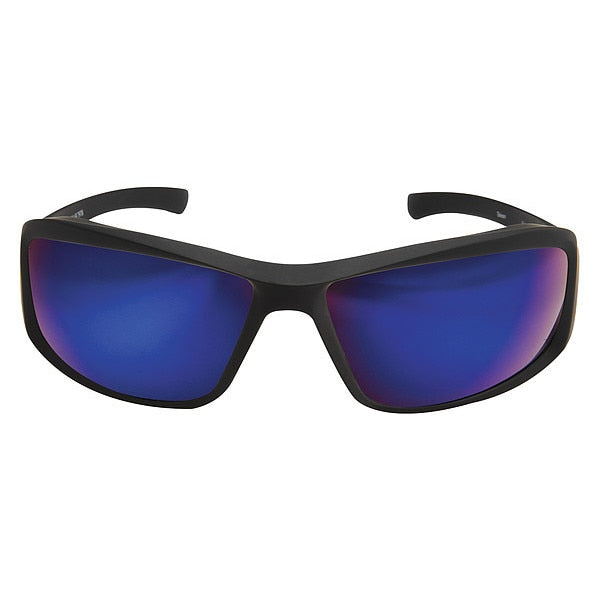 Safety Glasses, Traditional Blue Mirror Polycarbonate Lens, Scratch-Resistant