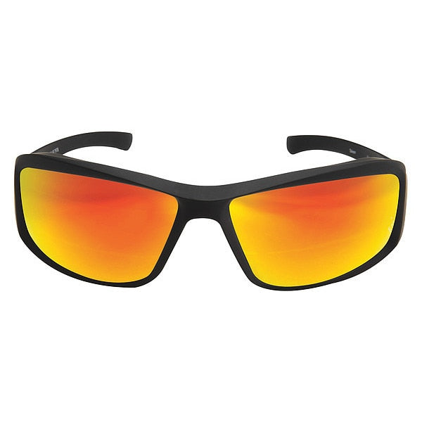 Safety Glasses, Traditional Red Mirror Polycarbonate Lens, Scratch-Resistant