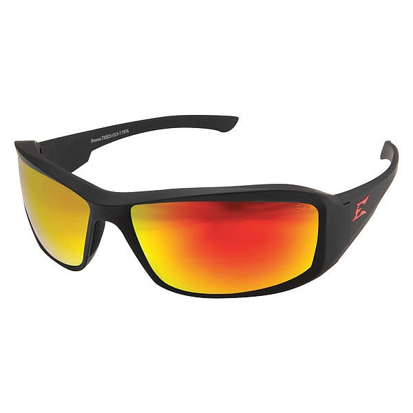 Safety Glasses, Traditional Red Mirror Polycarbonate Lens, Scratch-Resistant