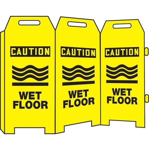 Barricade Floor Sign, 45 in H, 32 in W, Corrugated Plastic, English, 487C82