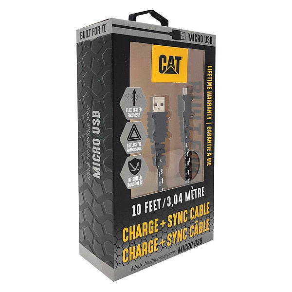 USB Cable, 2.0 Specification, 10 ft. L, Blk, Connector Type: A Male to B Micro Male