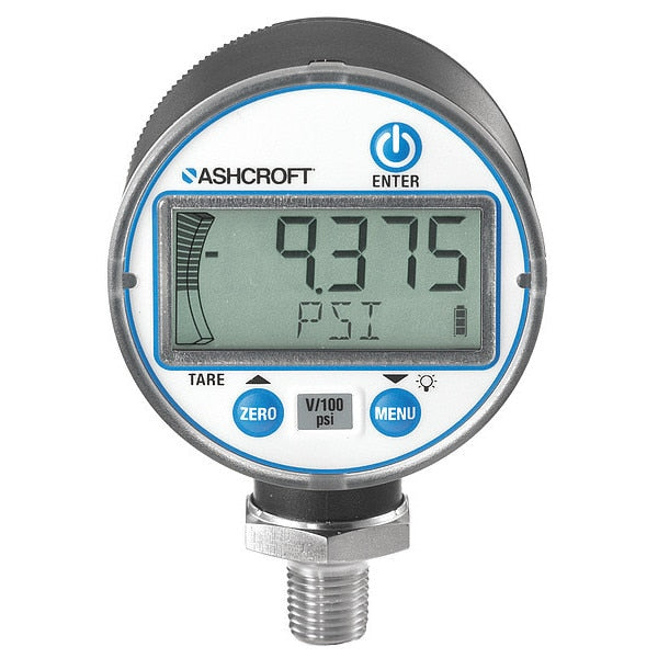 Digital Pressure Gauge, 0 to 1000 psi, 1/4 in MNPT, Black