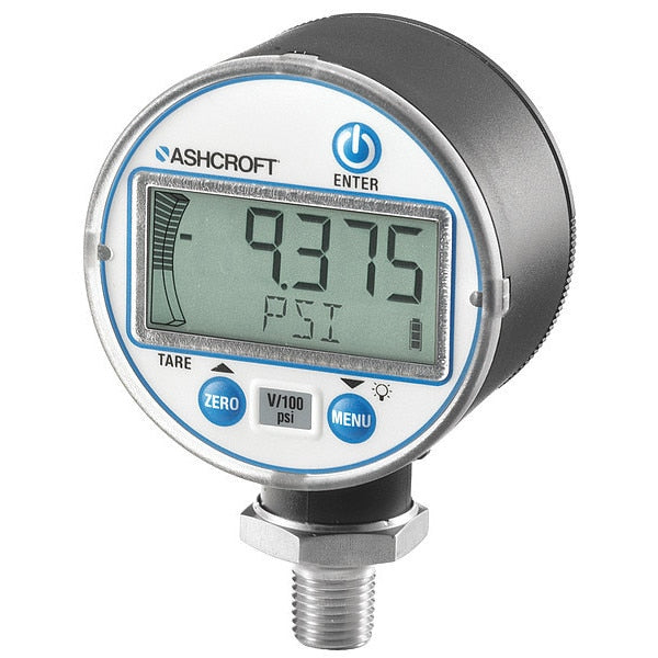 Digital Pressure Gauge, 0 to 1000 psi, 1/4 in MNPT, Black