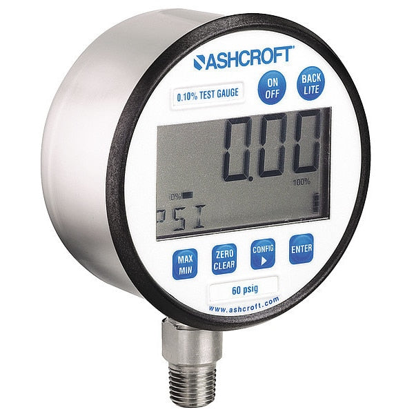 Digital Pressure Gauge, 0 to 500 psi, 1/4 in MNPT, Silver