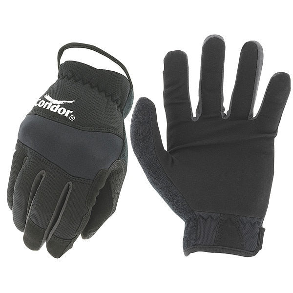 Mechanics Gloves, M, Black, Single Layer and Seamless, Polyester