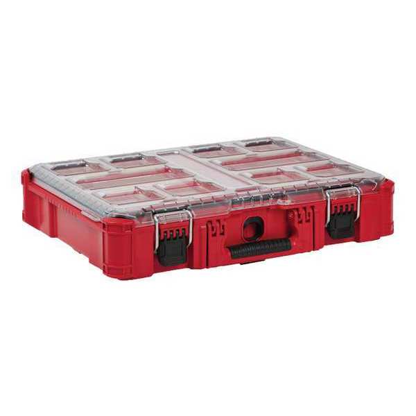 PACKOUT Tool Case, 10 Compartments, 19-3/4 in W x 15-1/2 in D x 4-5/8 in H, Red