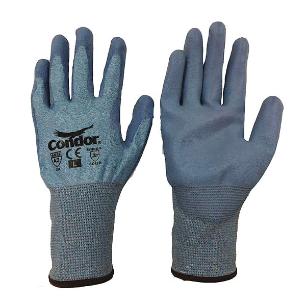 Cut Resistant Coated Gloves, A2 Cut Level, Polyurethane, S, 1 PR