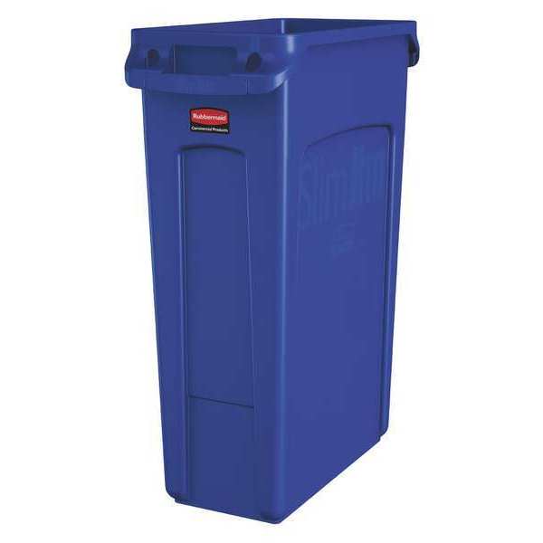 23 gal Rectangular Trash Can, Blue, 11 in Dia, None, High Quality Resin Blend
