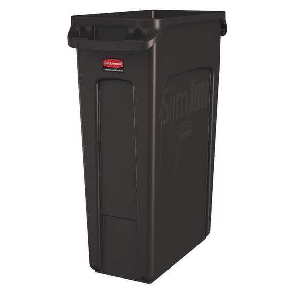 23 gal Rectangular Trash Can, Brown, 11 in Dia, None, High Quality Resin Blend
