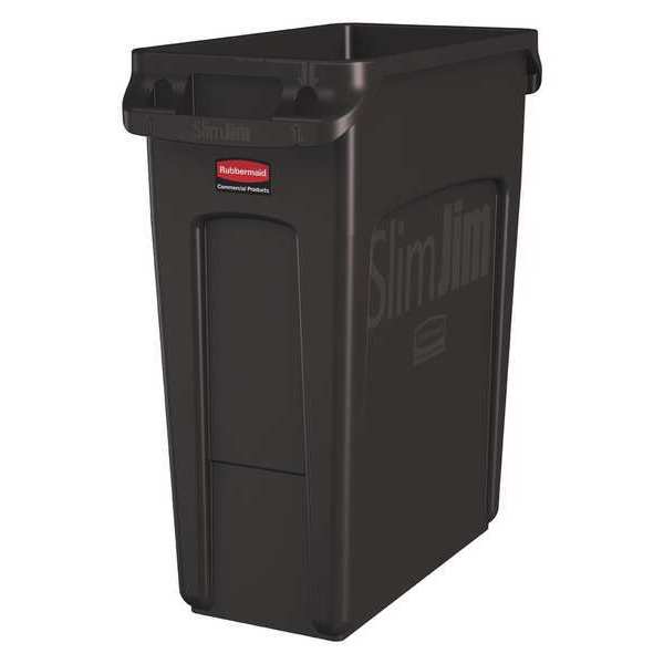 16 gal Rectangular Trash Can, Brown, 11 in Dia, None, Plastic