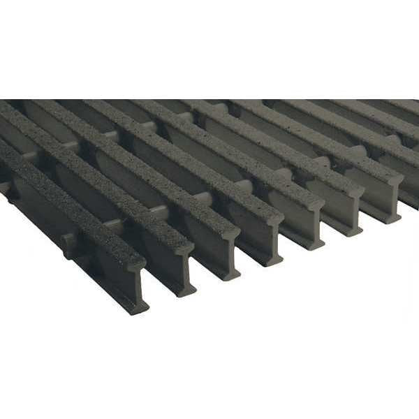 Industrial Pultruded Grating, 144 in Span, Grit-Top Surface, Vi-Corr Resin, Dark Gray