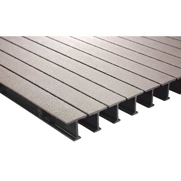 Pedestrian Pultruded Grating, 144 in Span, Grit-Top Surface, ISOFR Resin, Light Gray
