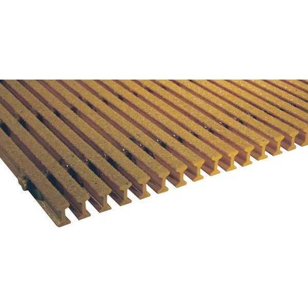 Industrial Pultruded Grating, 144 in Span, Grit-Top Surface, ISOFR Resin, Yellow