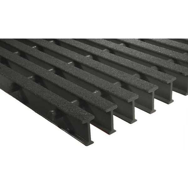 Industrial Pultruded Grating, 96 in Span, Grit-Top Surface, Vi-Corr Resin, Dark Gray