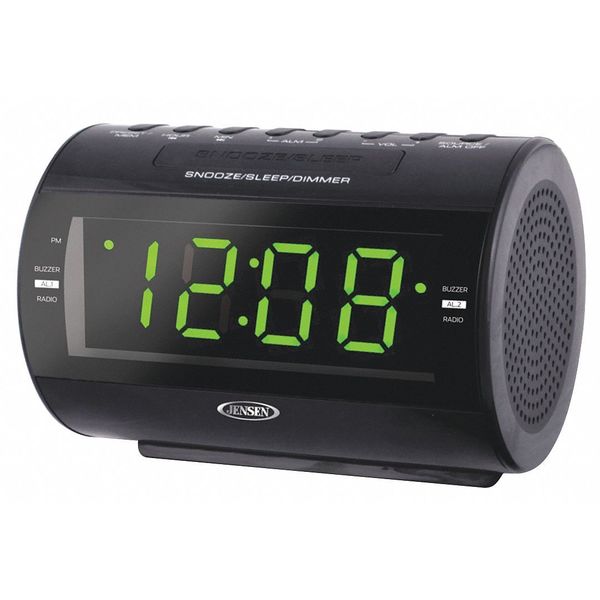 Clock, Blk, LED, 3-13/32 in. Hx5-3/8 in. W