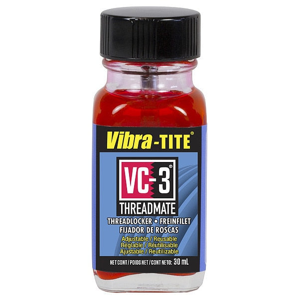 Reusable Threadlocker, VIBRA-TITE VC-3, Red, High Strength, Liquid, 30 mL Bottle