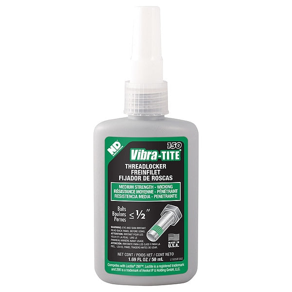 Wicking Threadlocker, VIBRA-TITE 150, Green, Medium Strength, Liquid, 50 mL Bottle