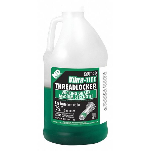Wicking Threadlocker, VIBRA-TITE 150, Green, Medium Strength, Liquid, 1L Bottle