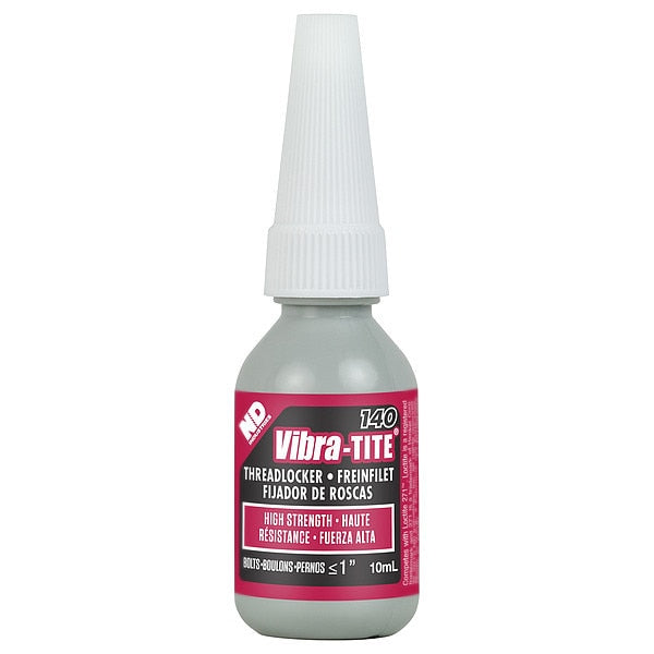 Threadlocker, VIBRA-TITE 140, Red, High Strength, Liquid, 10 mL Bottle