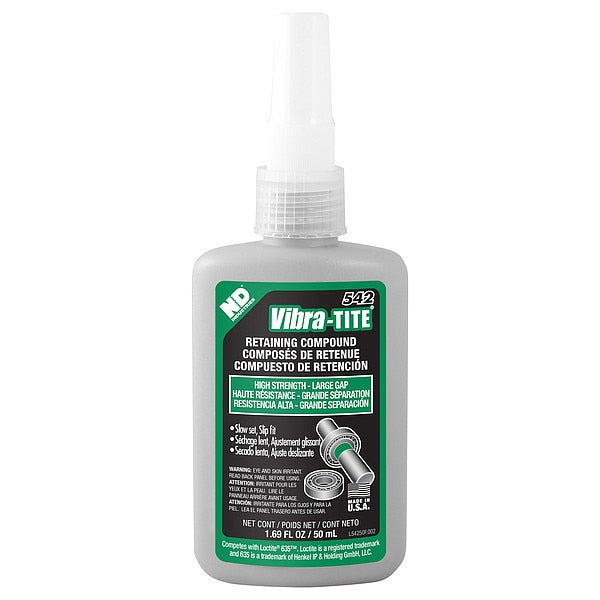 Retaining Compound, 542 Series, Green, Liquid, High Strength, 50ml Bottle