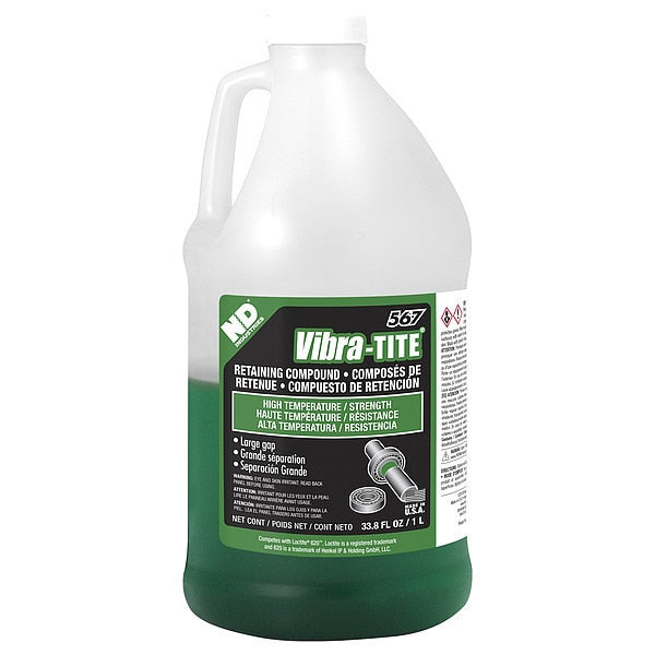 Retaining Compound, 567 Series, Green, Liquid, High-Temperature Resistant, Oil Tolerant, 1L Jug