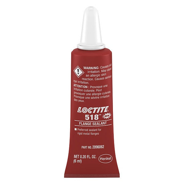 Anaerobic Gasket Sealant, 6 mL, Red, Temp Range -65 to 300 Degrees F
