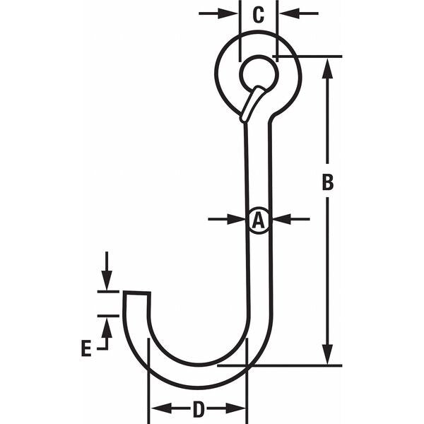 J Hook, 5/16 in., 250 lb., Style B