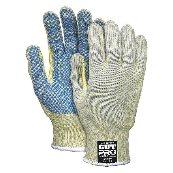 Cut Resistant Coated Gloves, A7 Cut Level, PVC, M, 1 PR