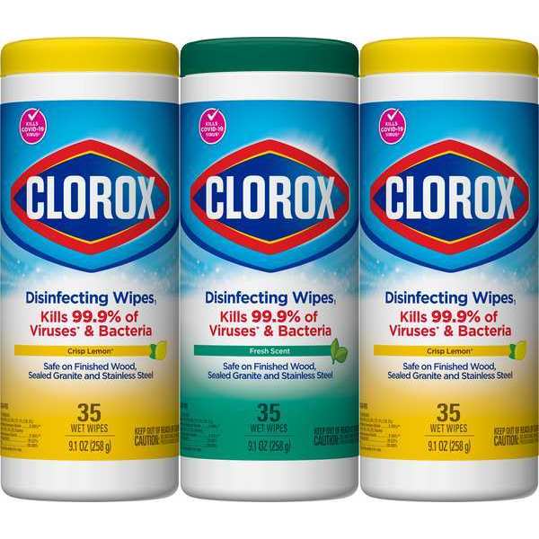 Disinfecting Wipes, White, Canister, Hard, Non Porous Surfaces, 35 Wipes, 7 in x 8 in, Citrus Fresh
