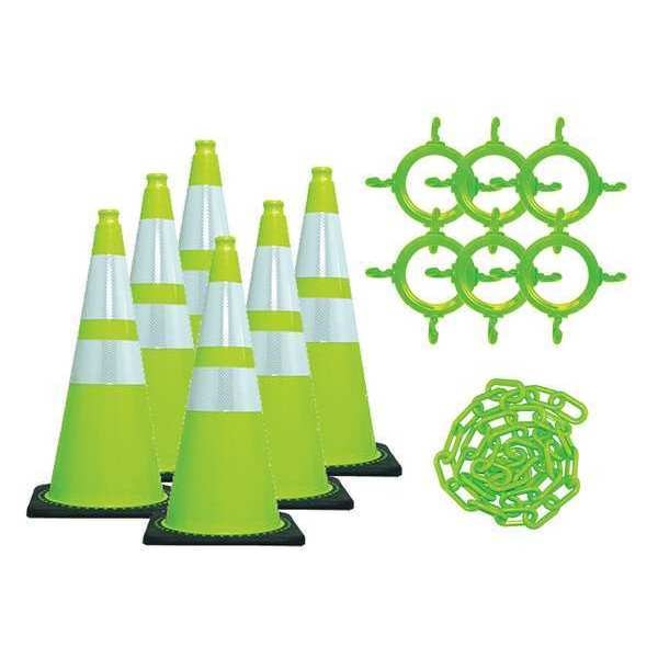 Traffic Cone Kit, UV Inhibited Polyethylene, Green