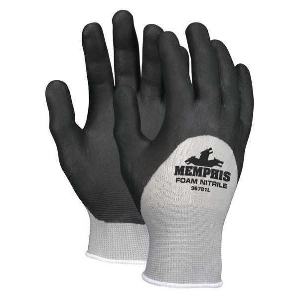Foam Nitrile Coated Gloves, 3/4 Dip Coverage, Gray, L, PR