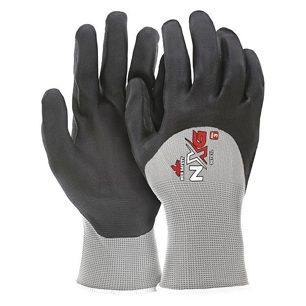 Foam Nitrile Coated Gloves, 3/4 Dip Coverage, Black/Gray, XL, PR
