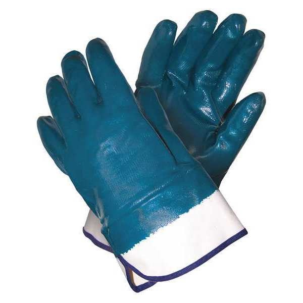 Nitrile Coated Gloves, Full Coverage, Blue/White, L, PR