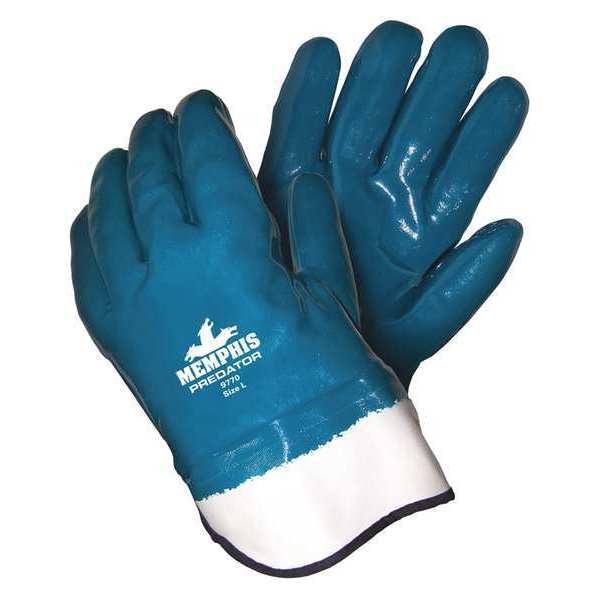 Nitrile Coated Gloves, Full Coverage, Blue, L, PR