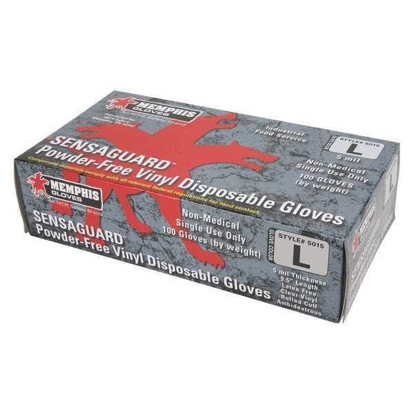 Disposable Industrial/Food Grade Gloves, Vinyl, Powder Free, Clear, S, 100 PK